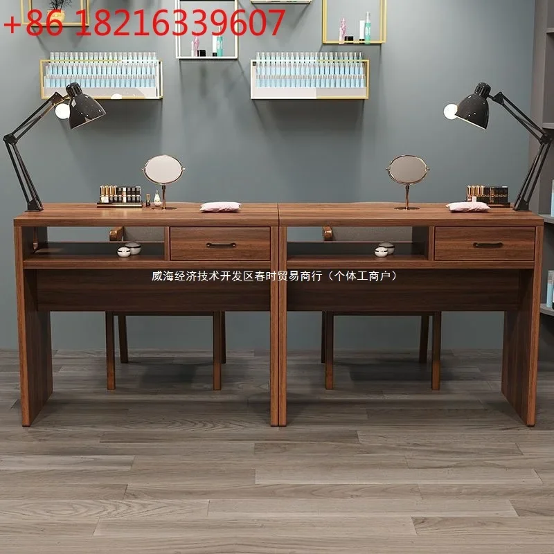 Retro manicure table upgraded thickened manicure table special with hole light double