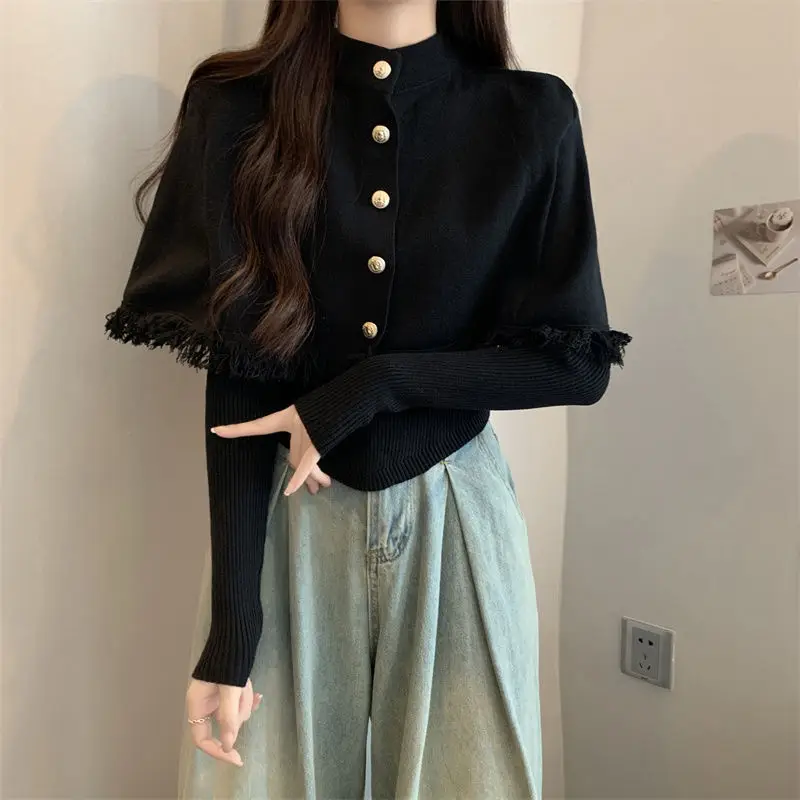 Irregular Knitted Two-piece Set Autumn Winter New Solid Slim Korean Tassel Patchwork Sweater Fashion Vintage Trend Women Clothes