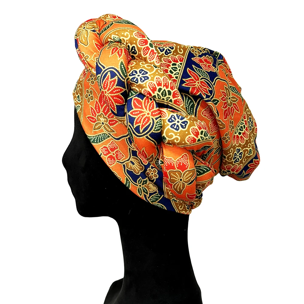 African Headtie Bonnet Hat Turban for Women Muslim Head Wrap Nigerian Scarf Braid Hijab Femme Chemo Caps Cover