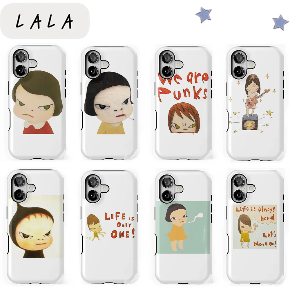 Cartoon Yoshitomo Nara Phone Case for Samsung Galaxy S20 S23 S24 S25 S26 FE Plus Ultra Edge 4G 5G Luxury Double-layer Back Cover