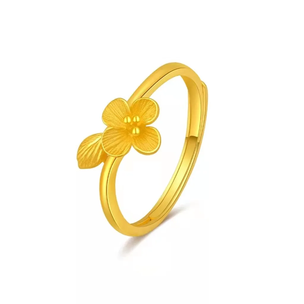 

Fashionable 14k Gold Color Flower Ring for Women Adjustable Rings AccessoriesGirlfriend Jewelry Gifts Not Fade