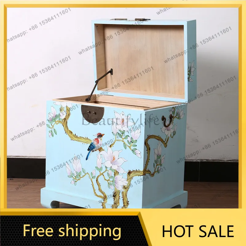 LD Chinese retro solid wood storage box sub calligraphy and painting storage box bedside table