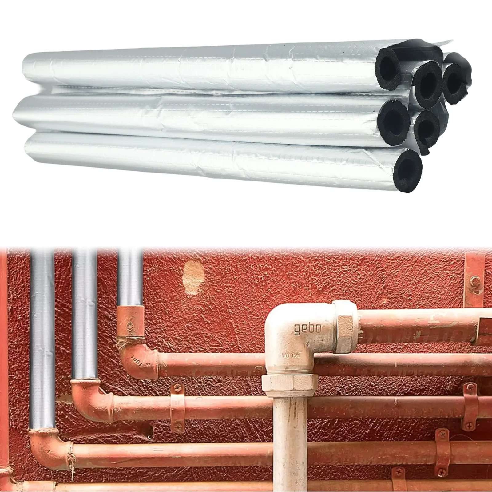 Tubo de espuma para tuberías de 0,6 pulgadas para tuberías de cobre, aislamiento de tuberías, espuma resistente al aceite, resistente al desgaste, resistente a la intemperie