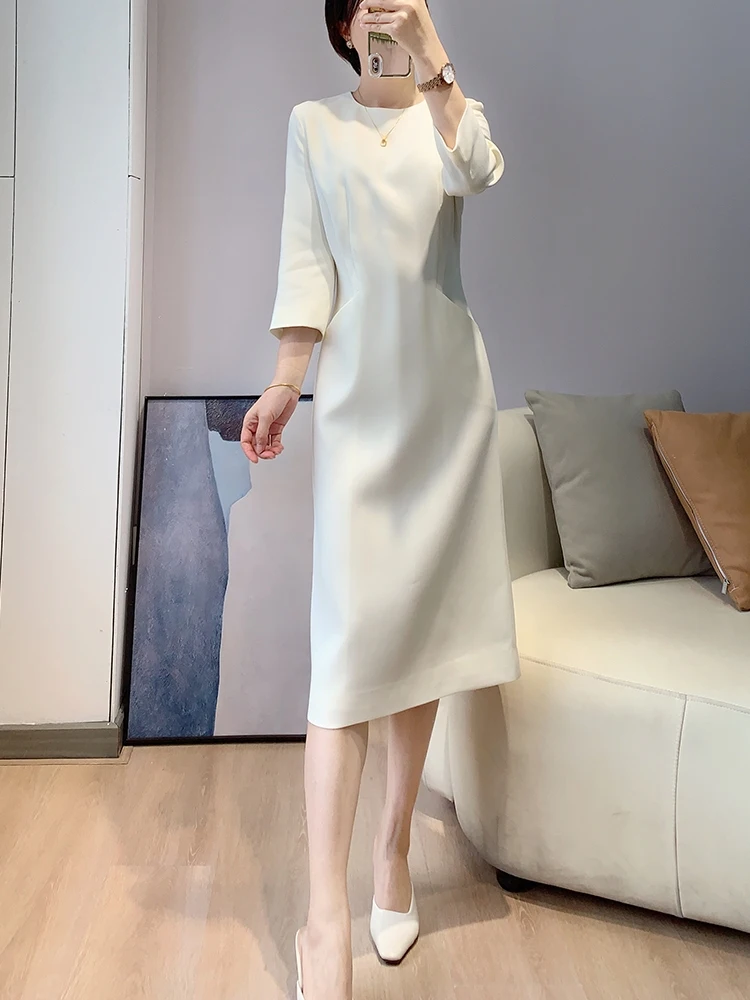 

Ele Simple round Ne 3D Tailored Slimming Acetate Dr Commute Personali Spring New Women's Faion A-Line Skirt Dr