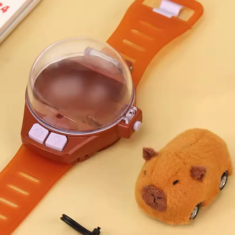 Capybara 3D dessin animé enfants RC voiture Mini montre jouets USB charge peluche lapin course jouets mignon animal de compagnie voiture pour enfant jeu interactif