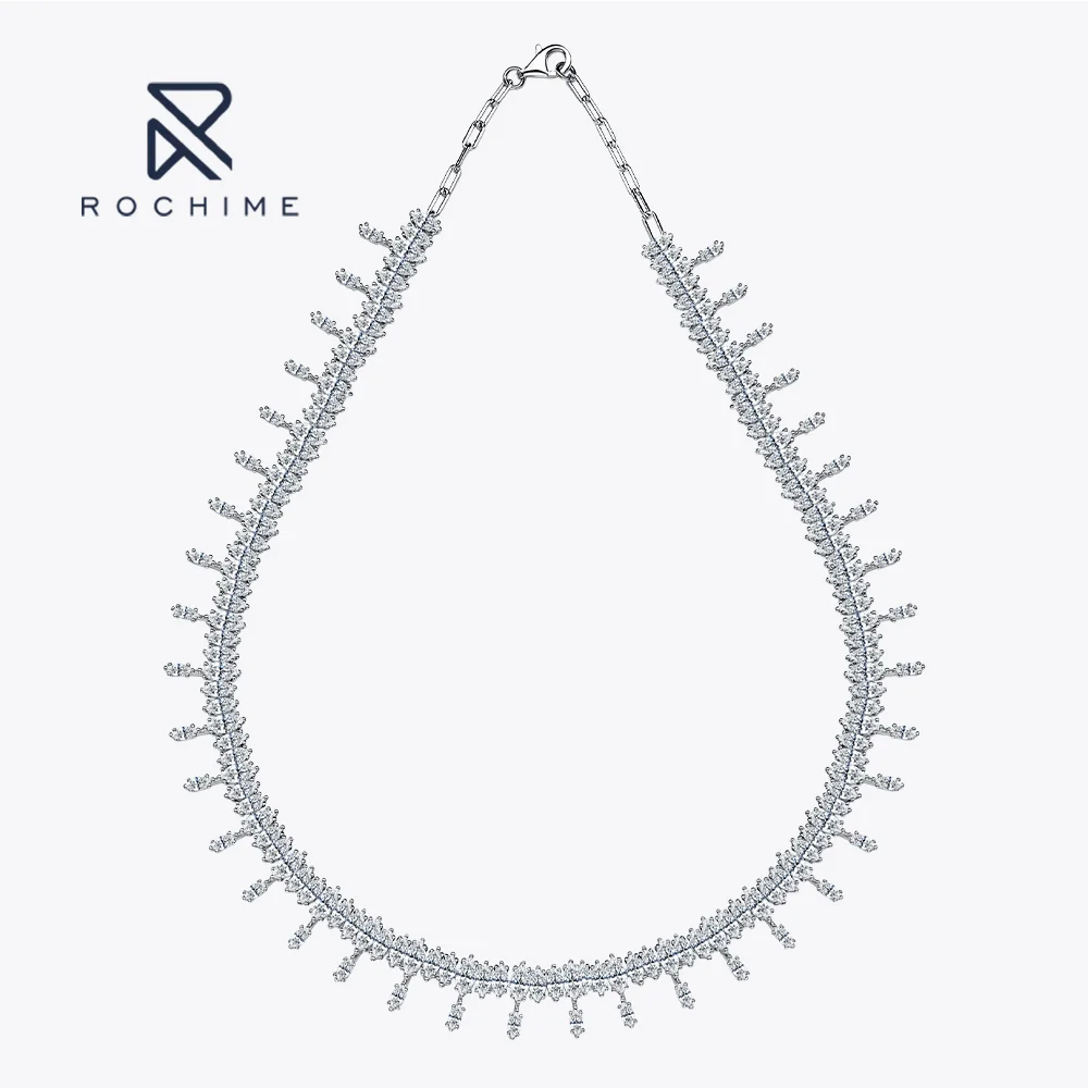 Rochime Luxury Marquise Cut Galaxy Series Diamond Necklace 925 Sterling Silver Gold Plated 5a Zircon Fine Jewelry For Women