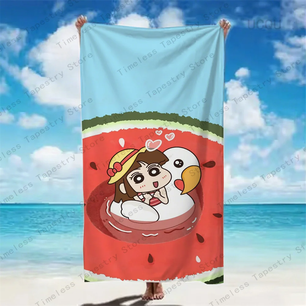 Summer Anime Crayon Shinchan Beach Towel Soft Comfy Quick Dry Lightweight Towel for Pool Seaside Fun