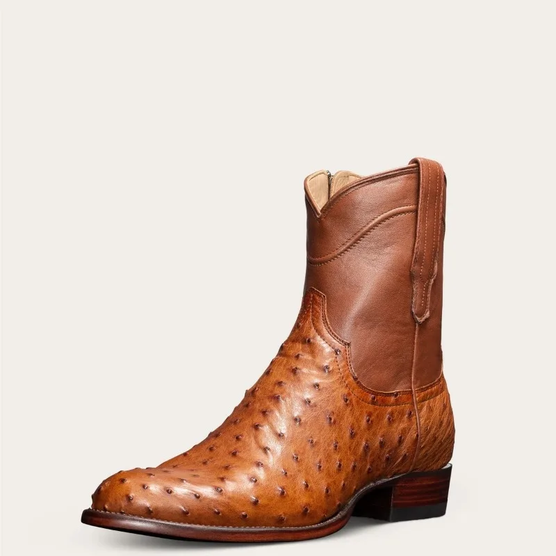 Botas de lujo para hombre, Botas Retro a media pantorrilla con punta estrecha, Botas de vaquero del oeste, zapatos de cuero de moda para hombre, nuevas Botas 2026