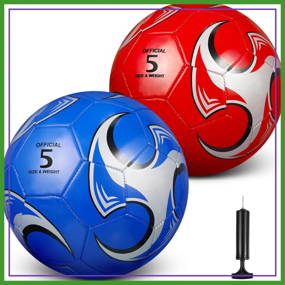 

2 Pack Size 4 Soccer Balls with Pump for Youth Adult Training Game Indoor Outdoor