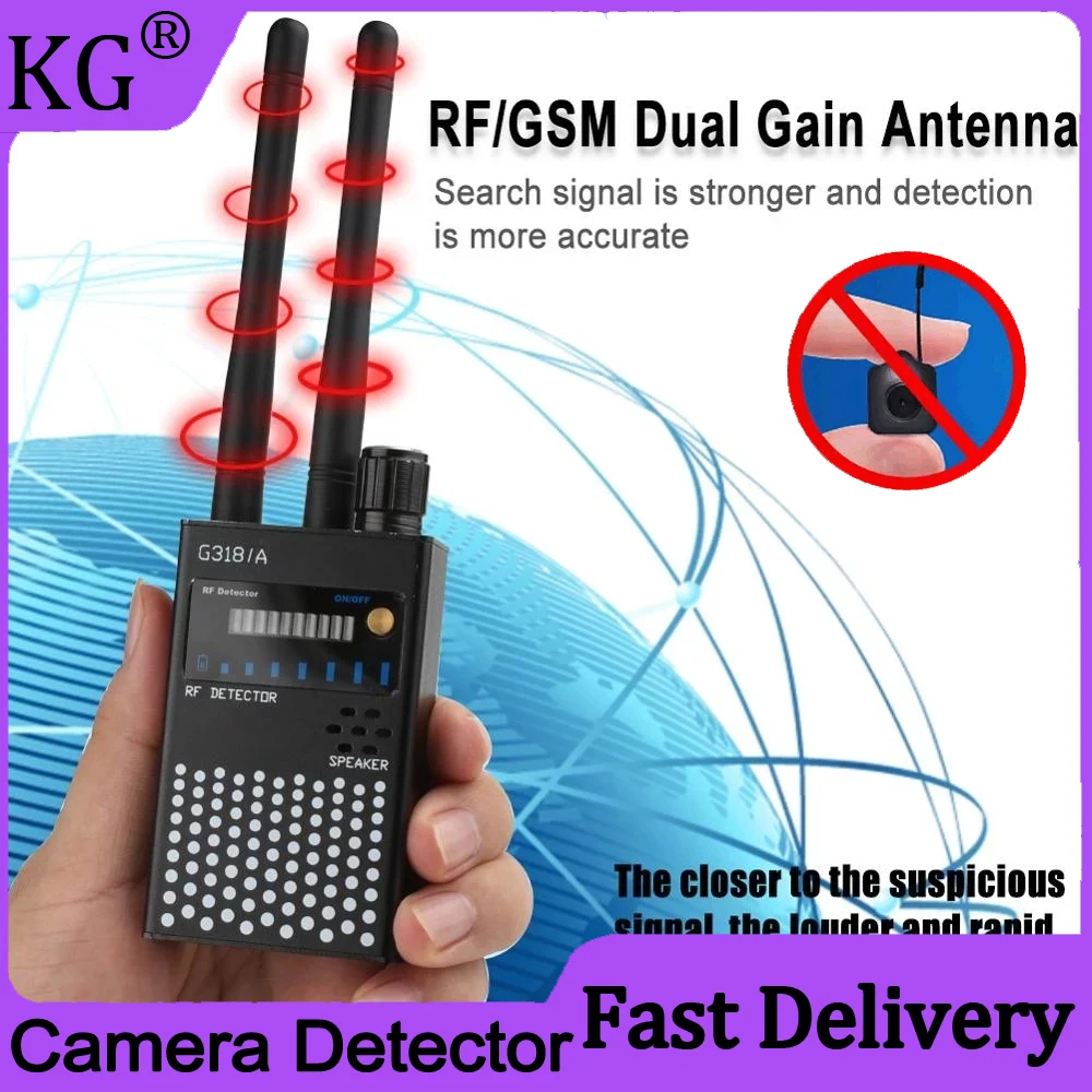 Detektor sinyal RF multifungsi, kamera pengintai jarak penuh nirkabel GSM deteksi ponsel Radio detektor sinyal pencari GPS G318A