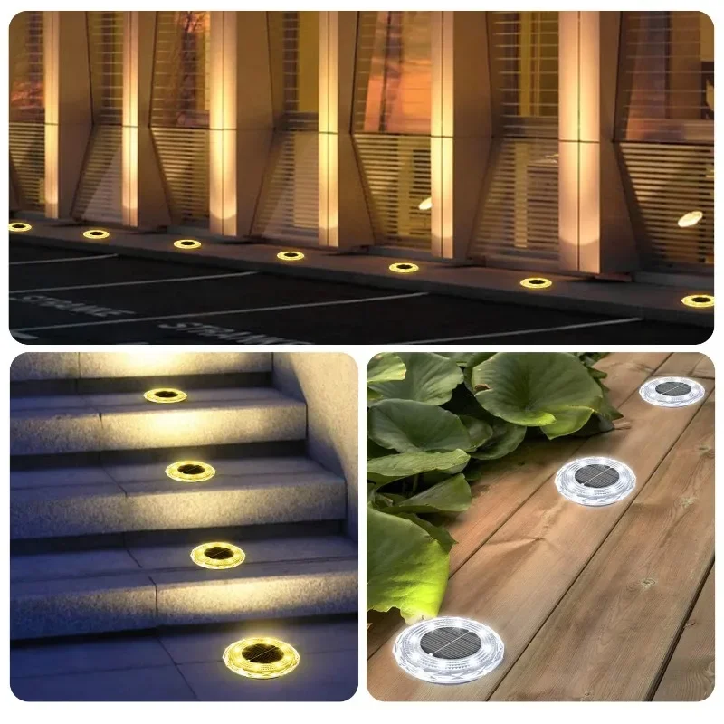 ZWINCKY 1 Confezione di Luci Solari per Esterni 8LED Disco Lampada Sotterranea Faretto Luce Solare Sepolta per la Decorazione del Giardino Domestico Prato Cortile
