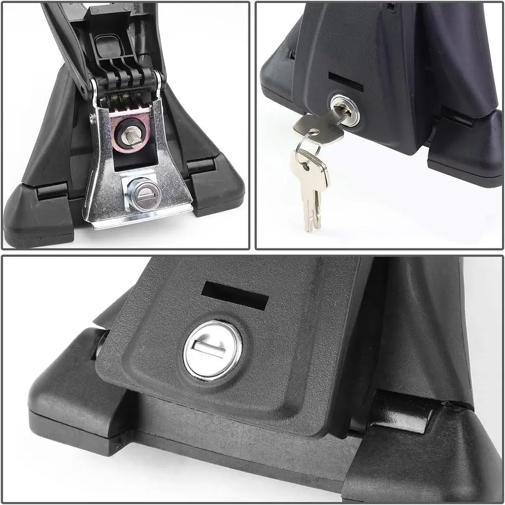 Adjustable Bolt-on Cargo Rack Bars with Mounting Brackets and Lock Keys Compatible with 2005-2017 Ford Mustang, Black Powdercoat