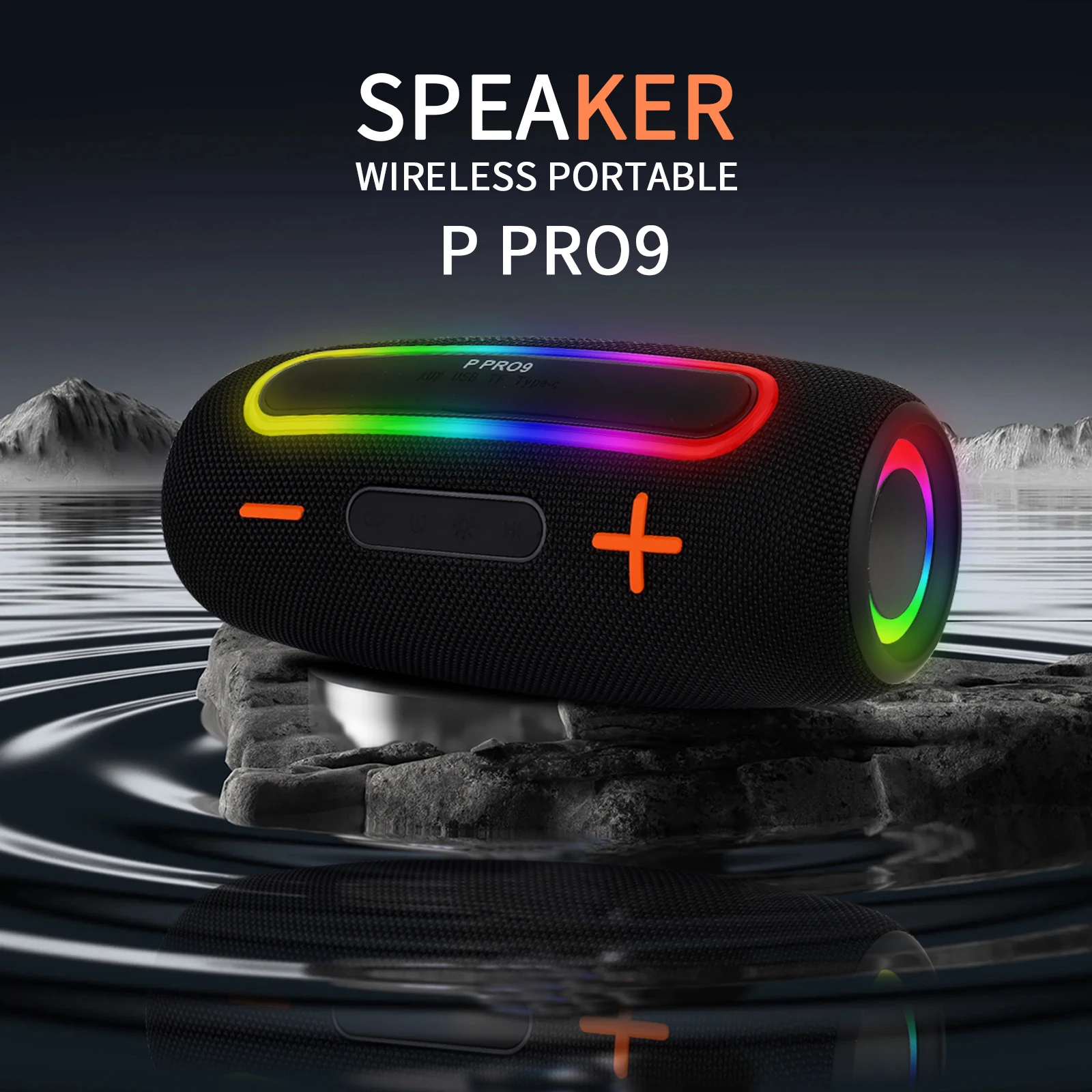

QUEED P PRO9 Портативный Bluetooth-динамик RGB светодиодные фонари Высокомощный бас-сабвуфер Водонепроницаемая уличная звуковая система для вечеринок