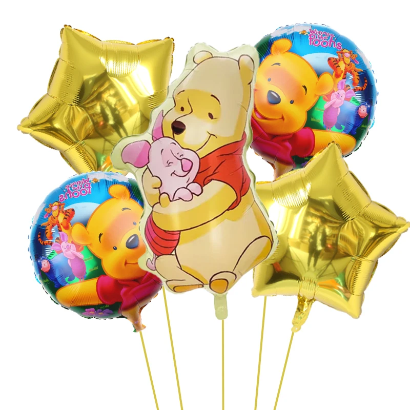 1set  Disney Winnie the Pooh Theme Gold Number Balloon Set Foil Globos Children First Birthday Party Decor Baby Shower Supplies