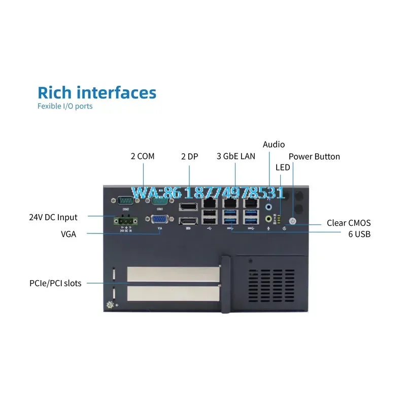 Wmwmnu for I3 I5 I7 Embedded Computer with PCIe PCI Slots USB3.0 RS232 RS485 UPS Support DC 24V General Control