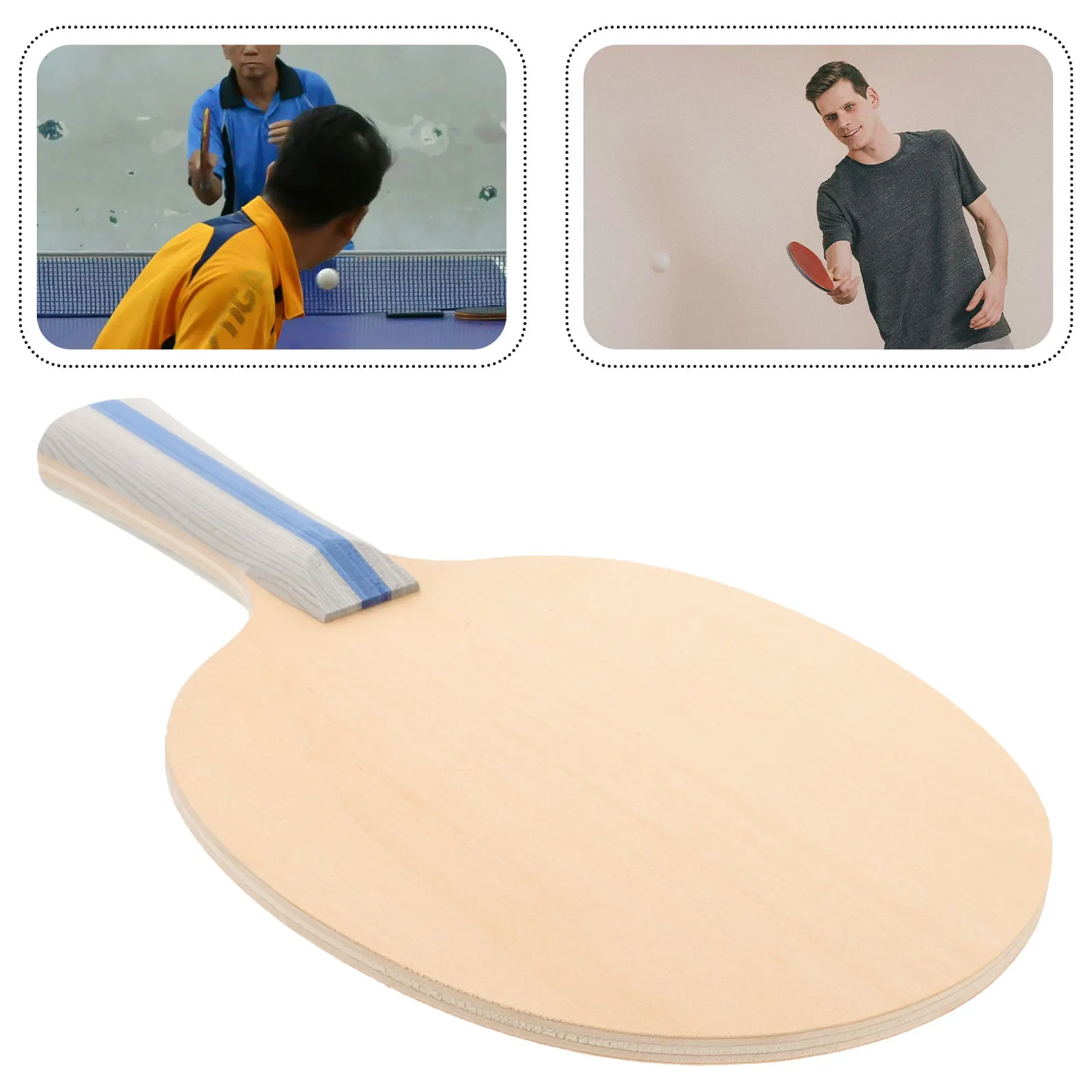 

Table Tennis Racket Wooden Lightweight Sturdy Paddle Comfortable Grip Training Bat for Skill Improvement Beginners