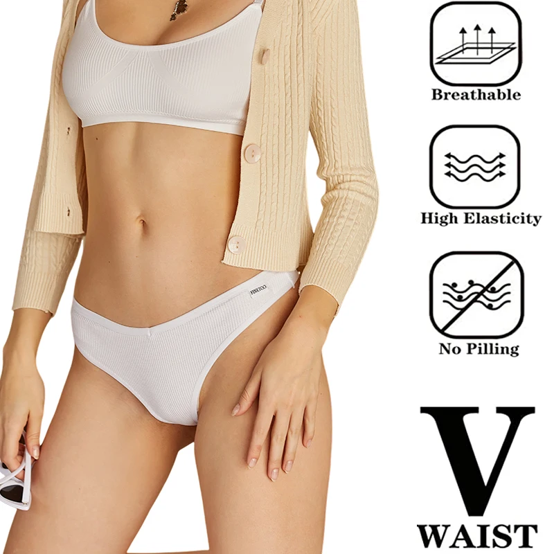 Finetoo กางเกงในจีสตริงสำหรับผู้หญิง, กางเกงในจีสตริง4ชิ้น/เซ็ตกางเกงในผ้าฝ้ายวาฟเฟิลกางเกงในกางเกงในสตรีเซ็กซี่กางเกงในสตรีสายคาดเอวชุดชั้นในกางเกงในสตรี