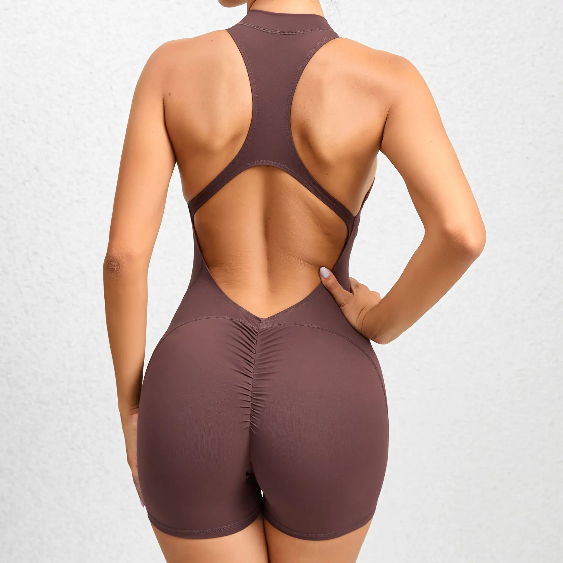 

Seamless Yoga Jumpsuits One-Piece Zipper Sports Fitness Hollow Beauty Back Hip-lifting Running Training Tracksuits for Women