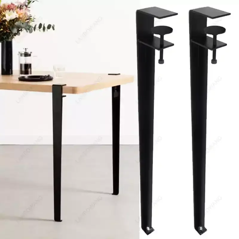 Table Leg Bracket with Pulley, F-Clip Table Feet for Office Desk Furniture