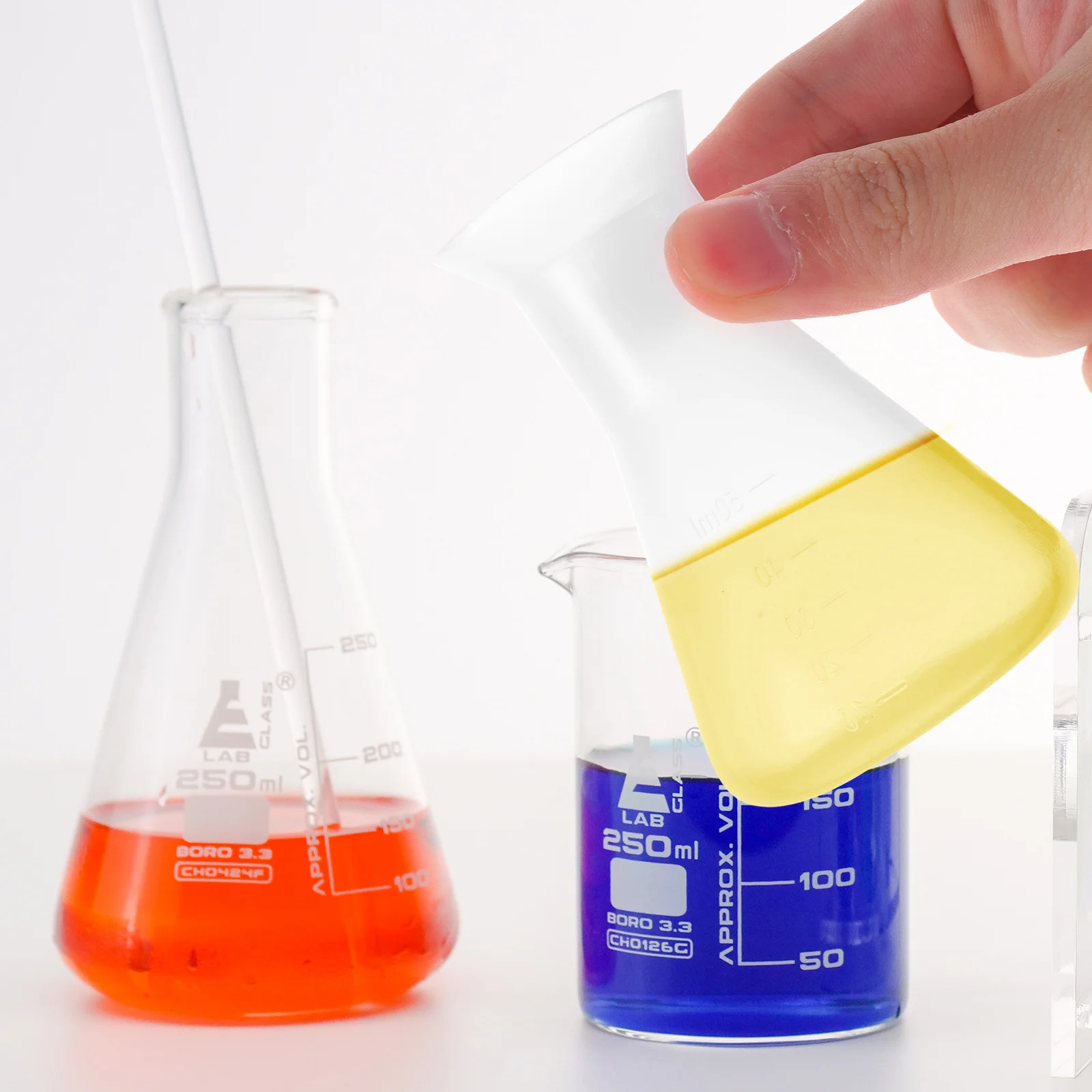 

4 Pcs Experiment Chemistry Flask Set Filtering Cylinder Plastic Boiling Flasks