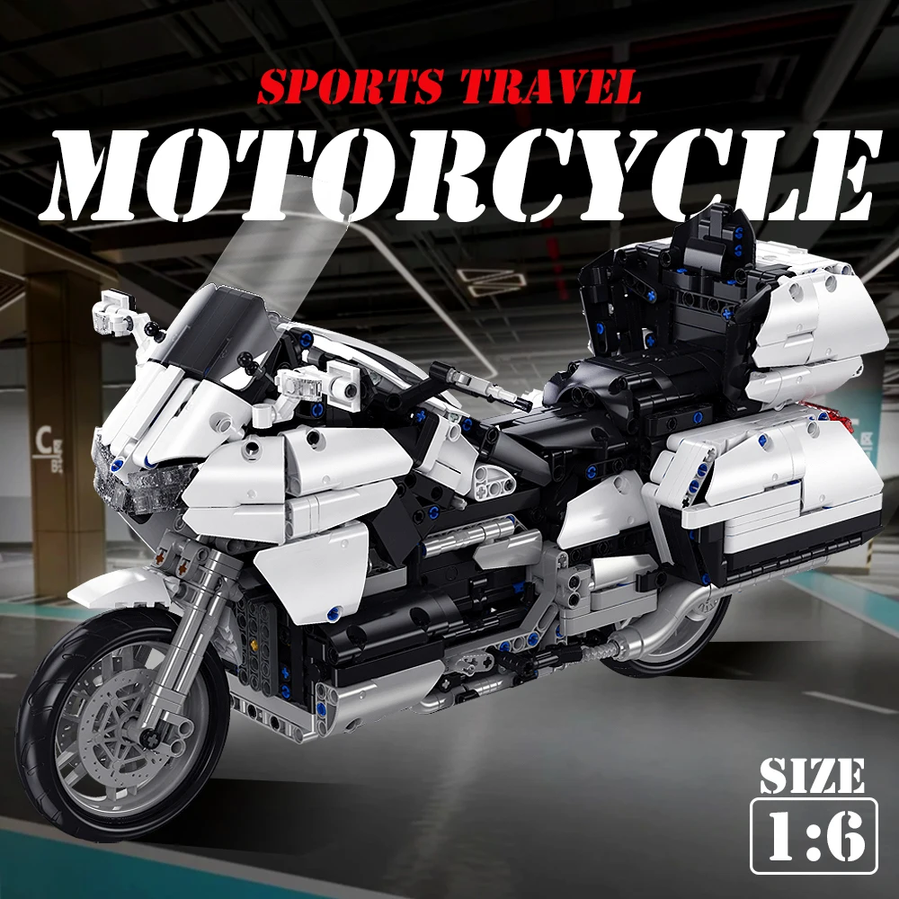 

Механический мотоцикл для гонок 1526, набор строительных блоков, модель из АБС-пластика, крупномасштабный, подходит для украшения дома, праздничные подарки