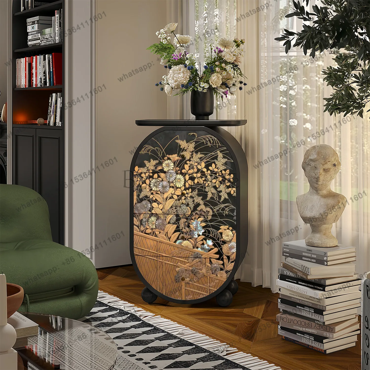 

Medieval solid wood four-chest cabinet household floor-to-ceiling bedroom bedside storage cabinet