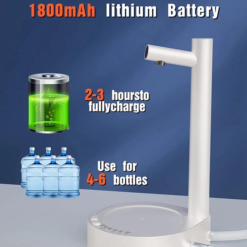 موزع مضخة مياه كهربائية ، مضخة زجاجة ماء أوتوماتيكية ، سطح المكتب قابلة للشحن مع حامل