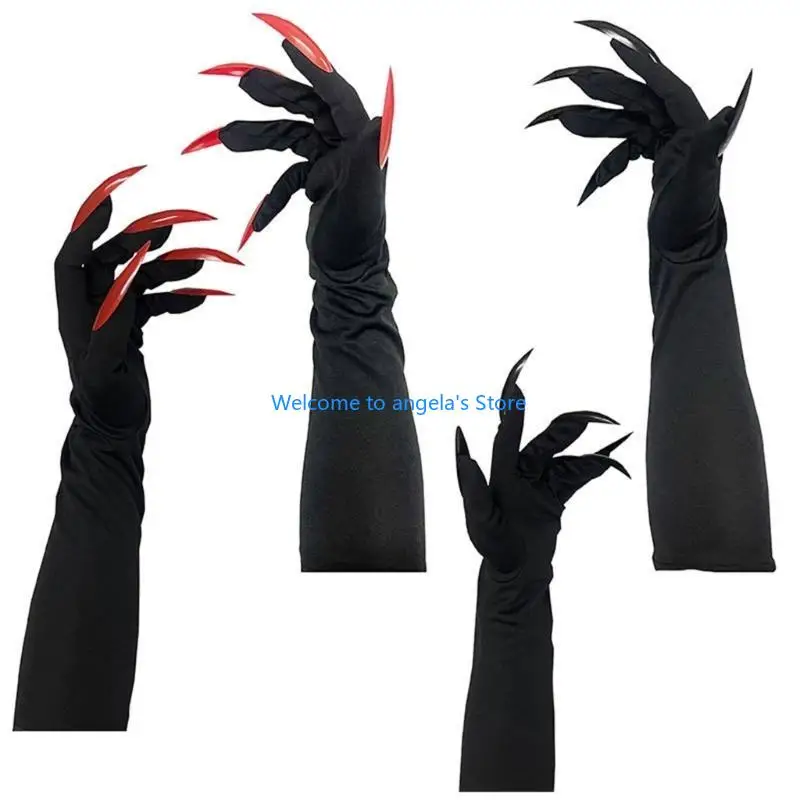 X4YC Funny Claw Gloves Gothic Birthday Party Cosplay Carnivals Long Nails Gloves Halloween Costume Scary Props Gloves