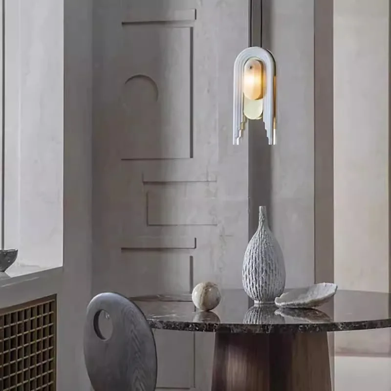 

Light luxury designer marble high-end marble restaurant chandelier bedroom table lamp