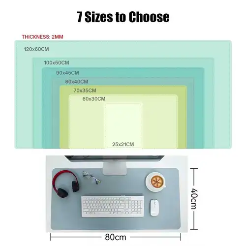 Imagen 2 del producto Alfombrilla protectora de escritorio para ordenador de oficina de gran tamaño, alfombrilla de ratón antideslizante impermeable de cuero PU, alfombrilla para teclado de escritorio, alfombrilla para ratón para juegos