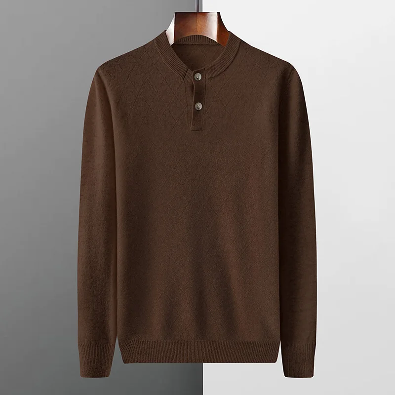 Autumn And Winter New Business Casual Sweater Men's 100% Pure Wool Solid Color Pullover Long Sleeve Knitted Cashmere Sweater