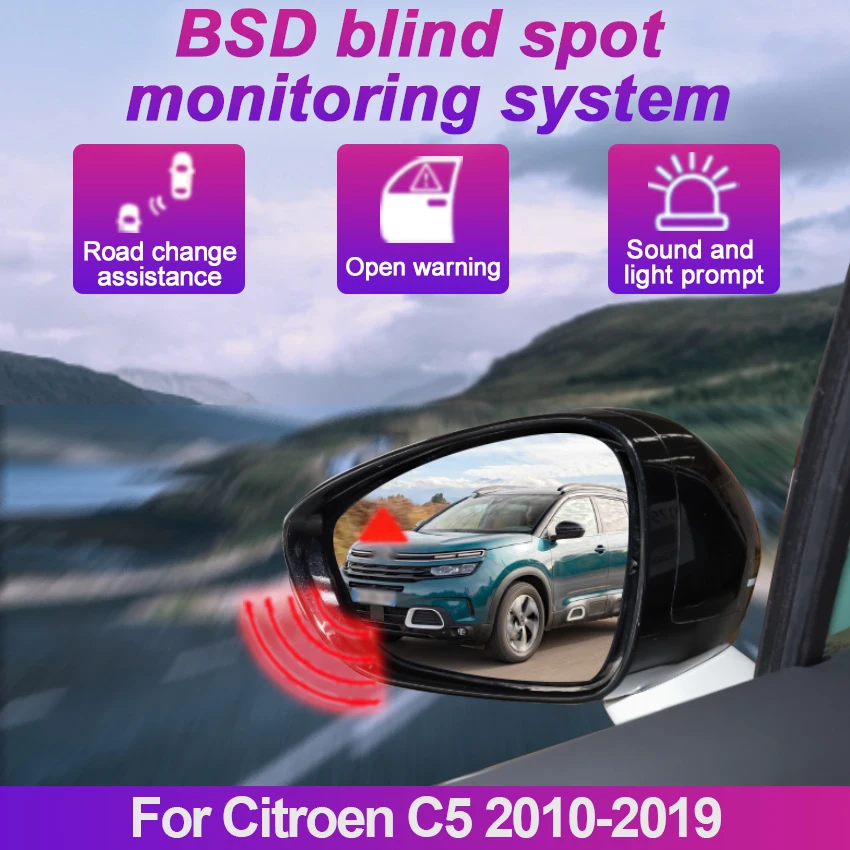 Car BSD BSM BSA Blind Area Spot Warning Drive Mirror Rear Radar Microwave Detection System For Citroen C5 2010-2019