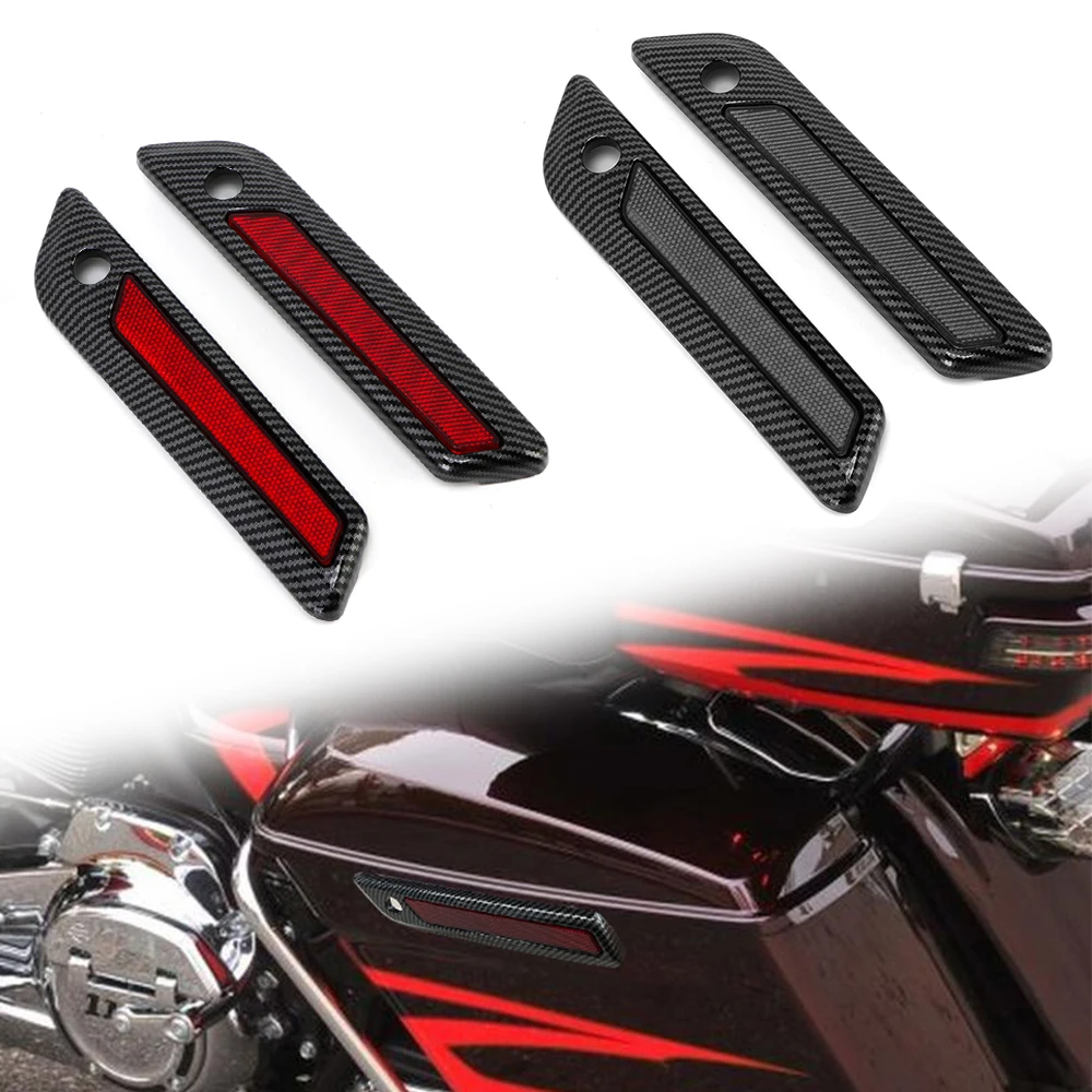 

Red Motorcycle Hard Saddlebag Latch Covers Smoke Reflector For Harley Touring Road King Road Glide Street Glide 2014-up 21 22 23