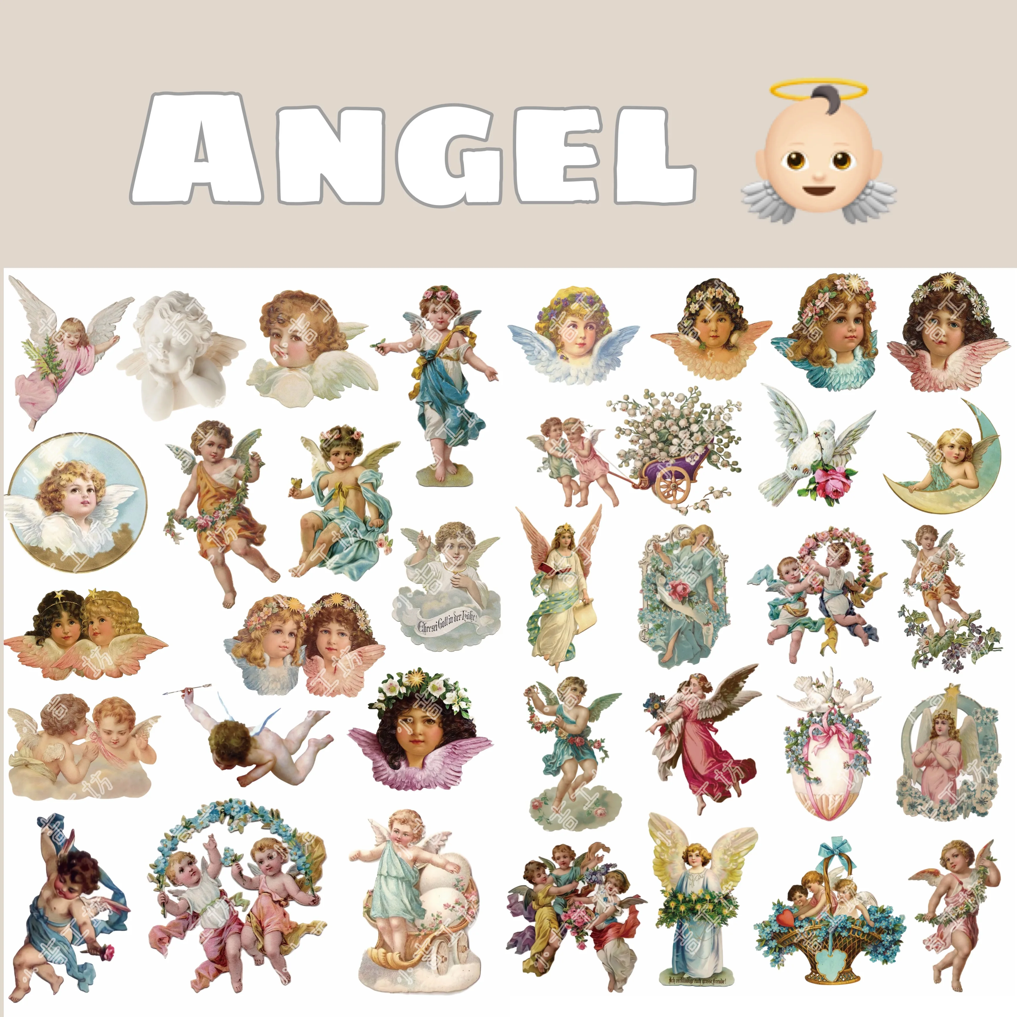 35PCS angel Stickers Crafts And Scrapbooking stickers book Student label Decorative sticker DIY Stationery