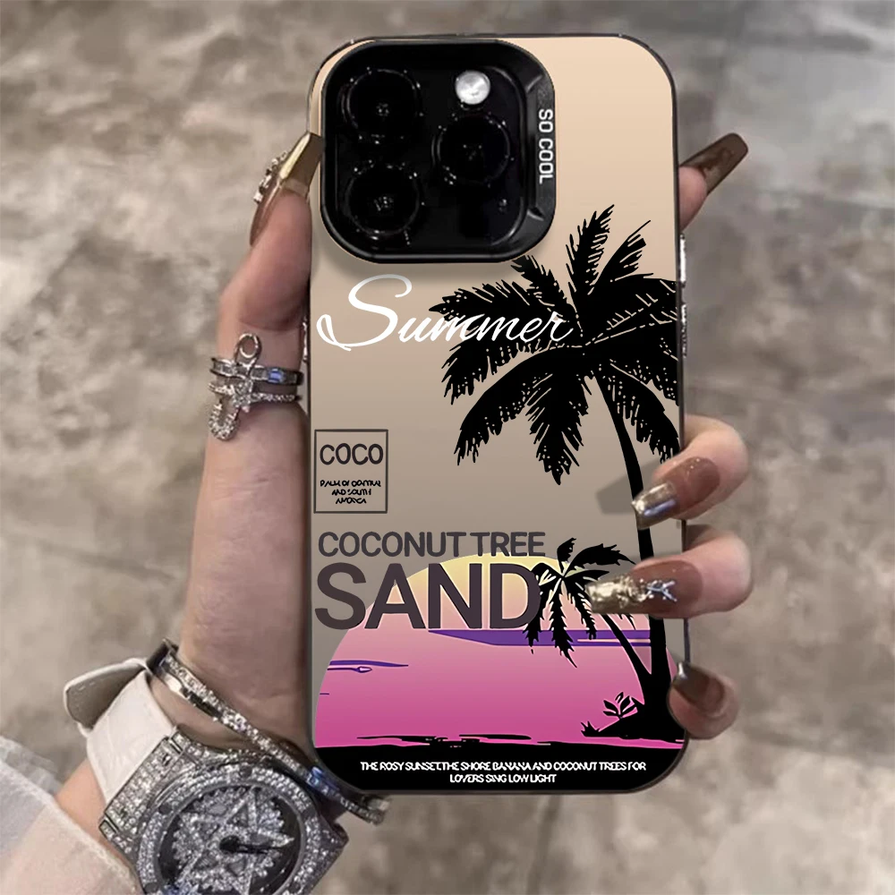 Für iPhone 16 17 Pro Max Hüllen iPhone 11 12 13 ProMax 14 15 Plus 8 XS XR Stoßfeste IMD-Hüllen Strand Kokospalmen Landschafts-Case – Detail 21