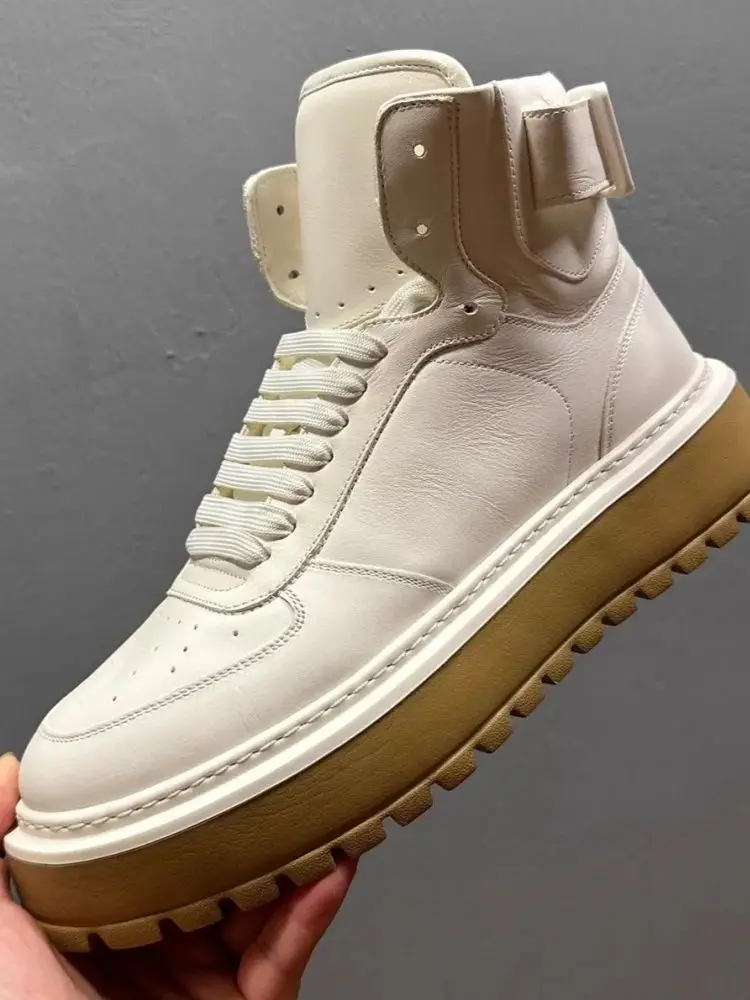 

QHCCID Fall New Arrival High-Top Boots Versatile Fashionable White Sneakers Thick Bottom Height-Increasing Casual Short Boots