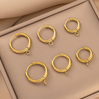 10Pcs/Lot Stainless Steel Circle Hoop Earring  Ear Hoop with Loop For DIY Jewelry Making Supplies Accessories Crafts Components