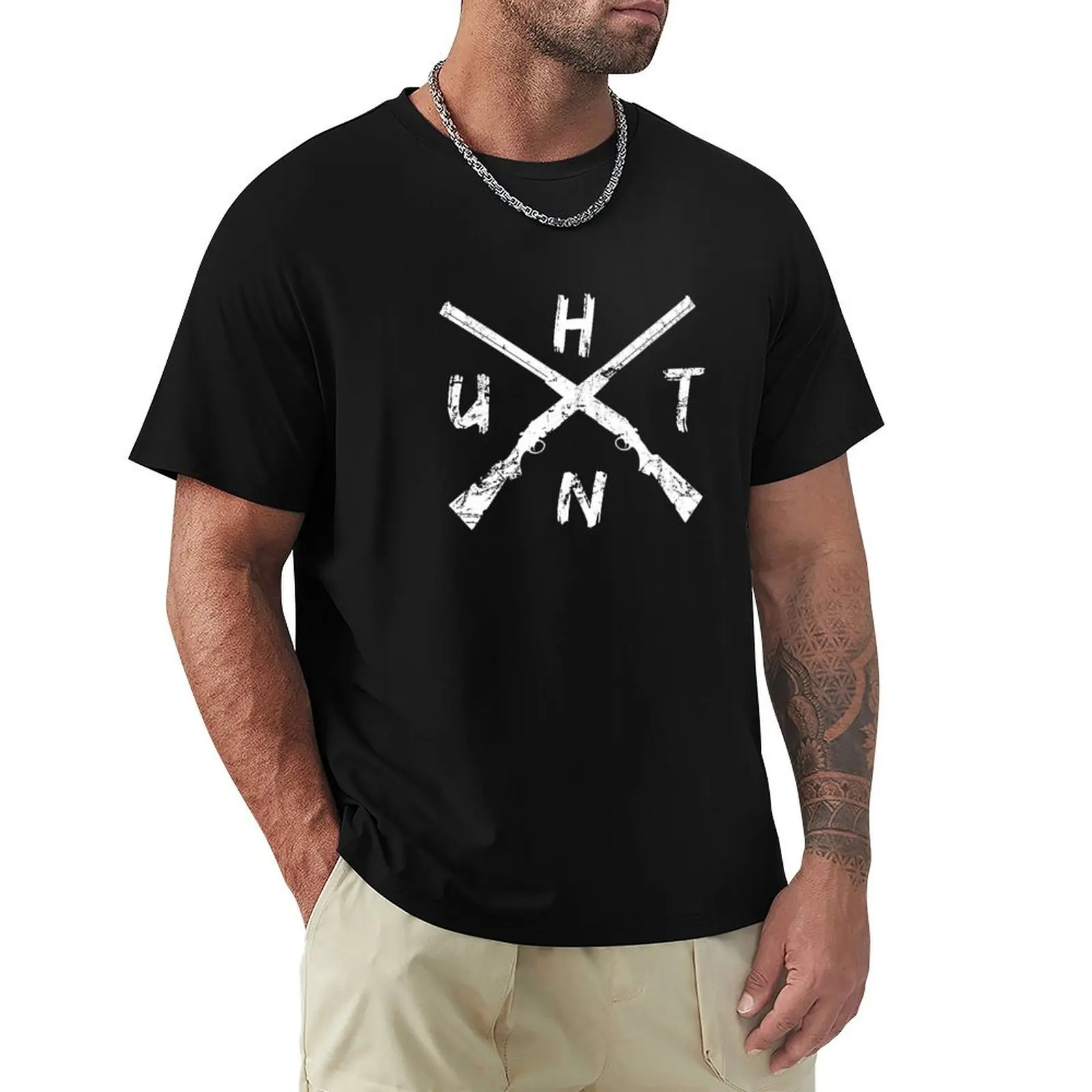 Hunt Guns Cross T-Shirt Comfort Stretch Tee Shirt
