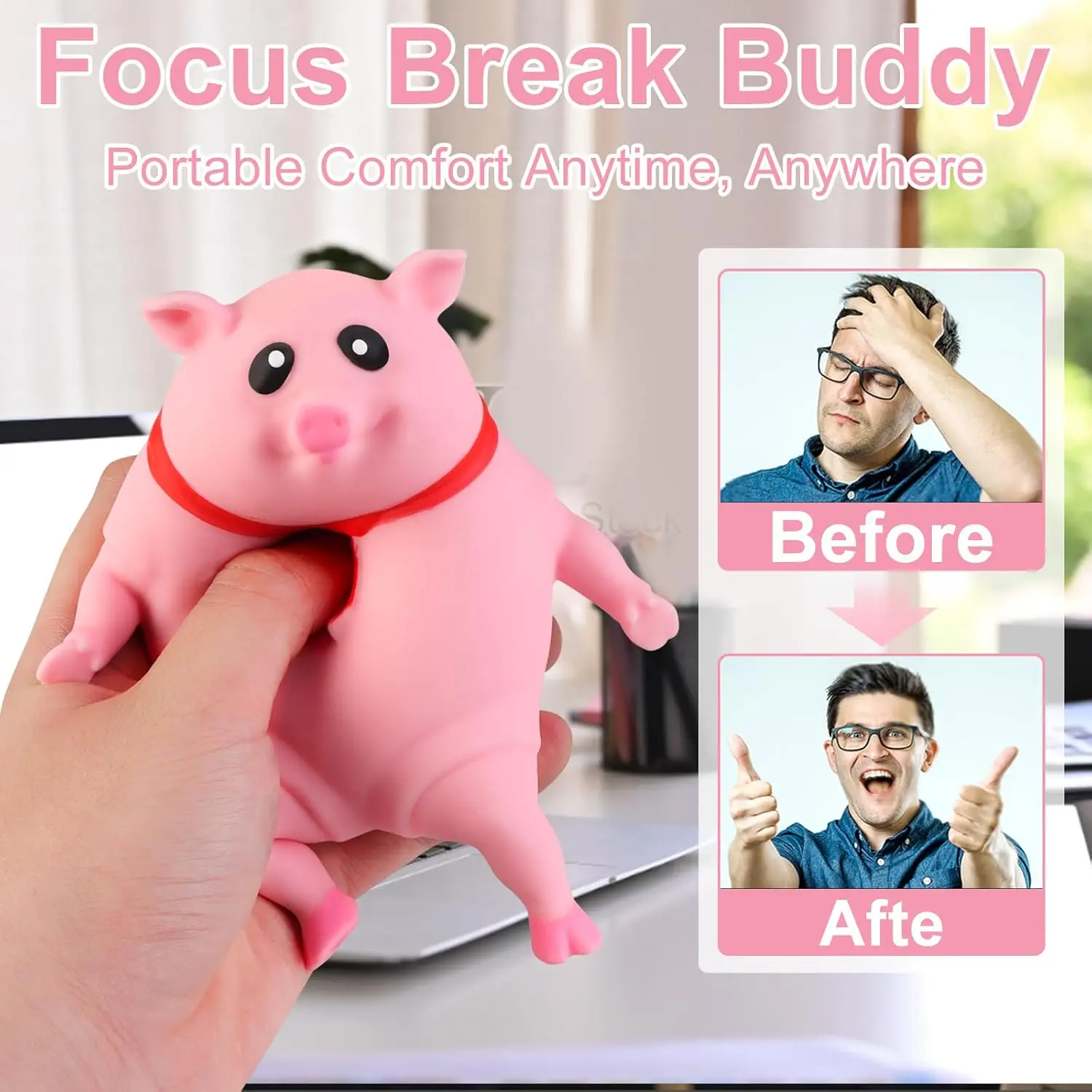 Süßes Squishy Pig Stress Relief Pig Squeeze Toys to Anxiety, lustiges Stretch-Tier-Spritzer-Spielzeug für Autismus und ADHS Dekompressionsspielzeug