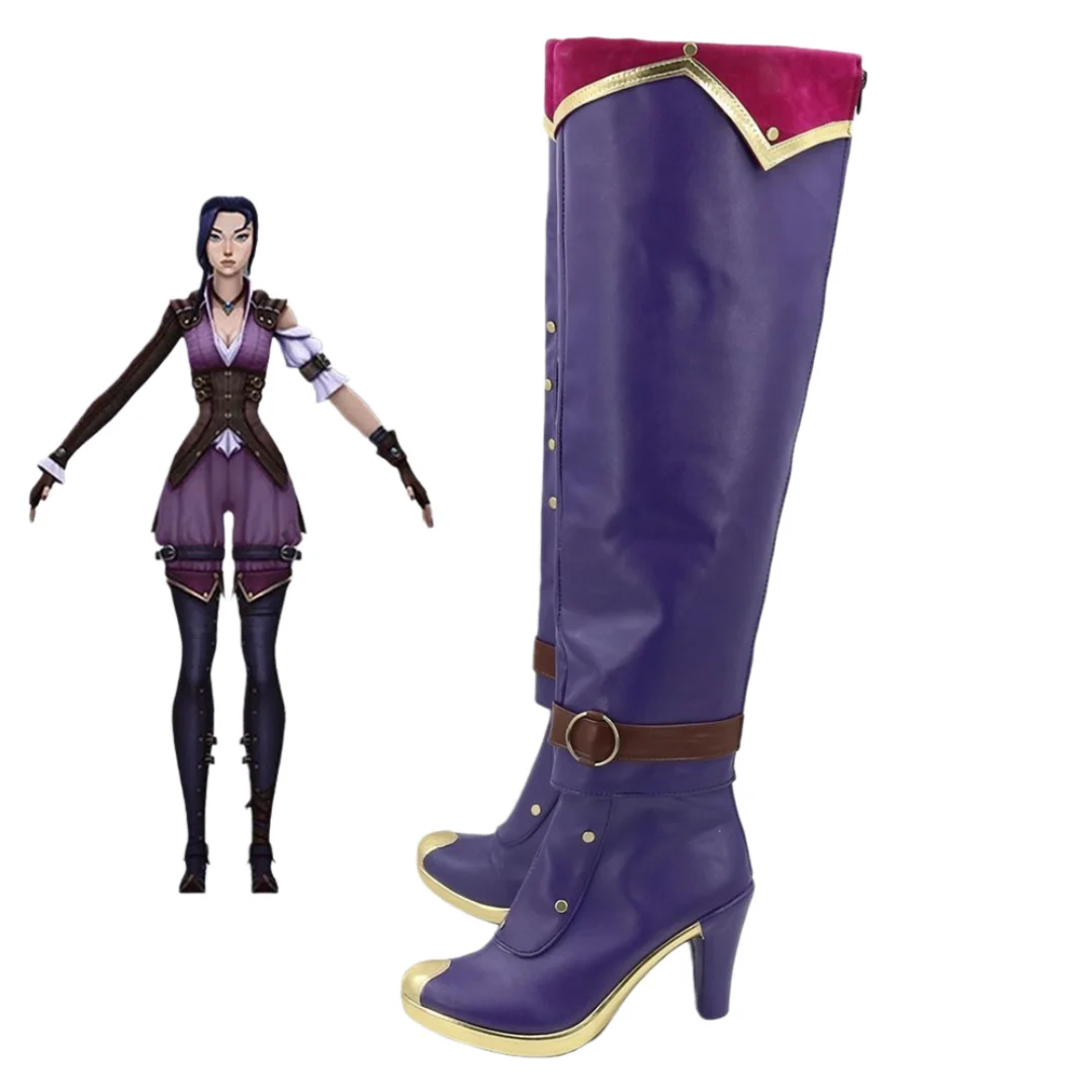 Arcane Caitlyn Cosplay Schoenen Spel Caitlyn Cosplay Laarzen Vrouwen Schoenen Hoge Laarzen Hakken Halloween