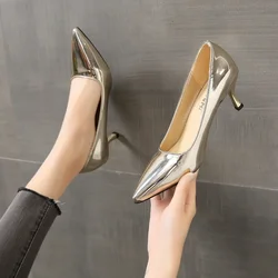 Women Pumps Fashion High Heels Shoes Golden Color Shoes Women Wedding Shoes Ladies Stiletto 2025 Thin Heels Pointed Toe Pumps