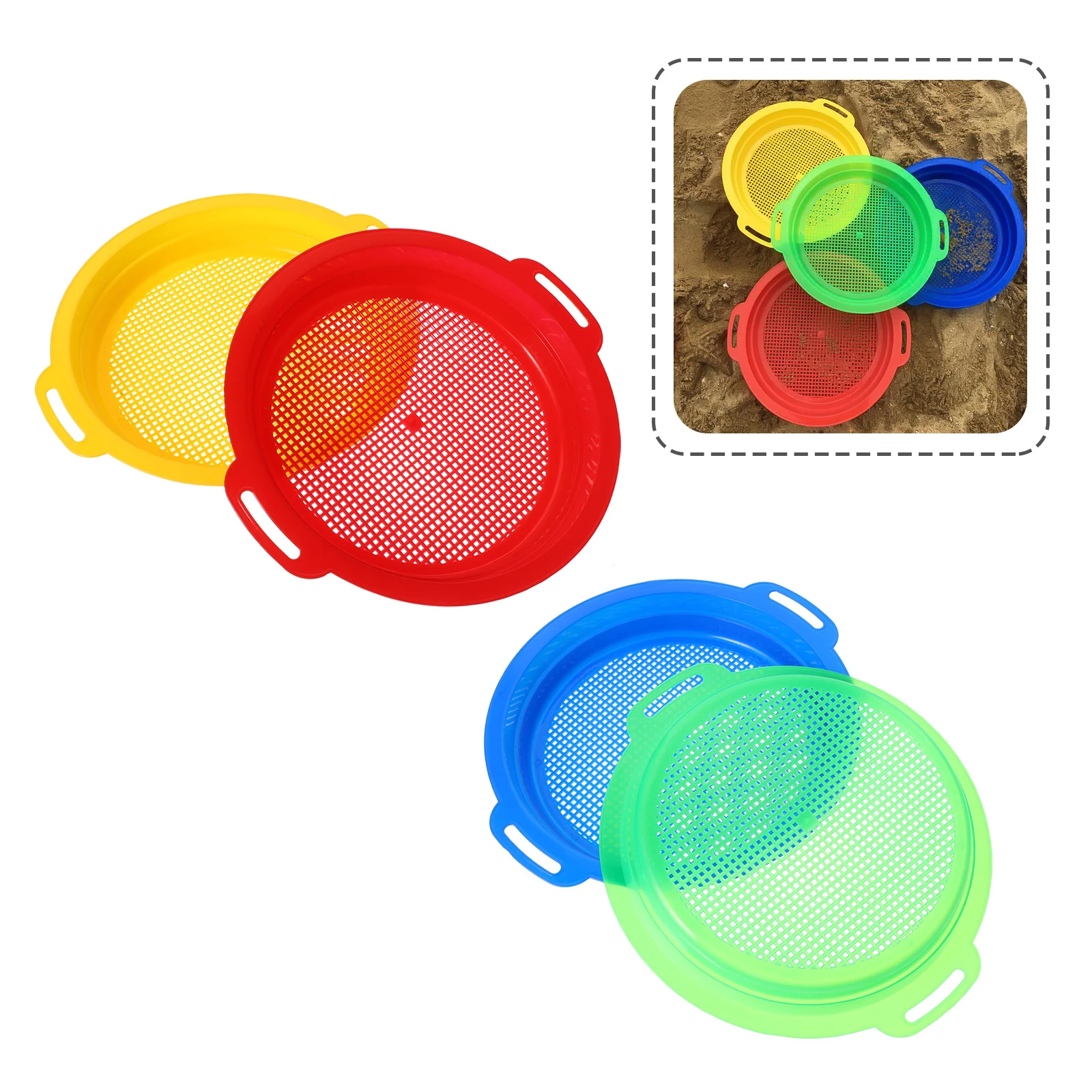 4 Pcs Net Sand Mesh Sieve Child Circle Sifter Spade Pp Treasure Digger Garden Planting