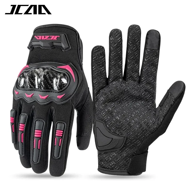 Summer Breathable Touchscreen Motorcycle Gloves Full Finger Accessories for Men Women Anti-Slip Racing Reflective Carbon Glove