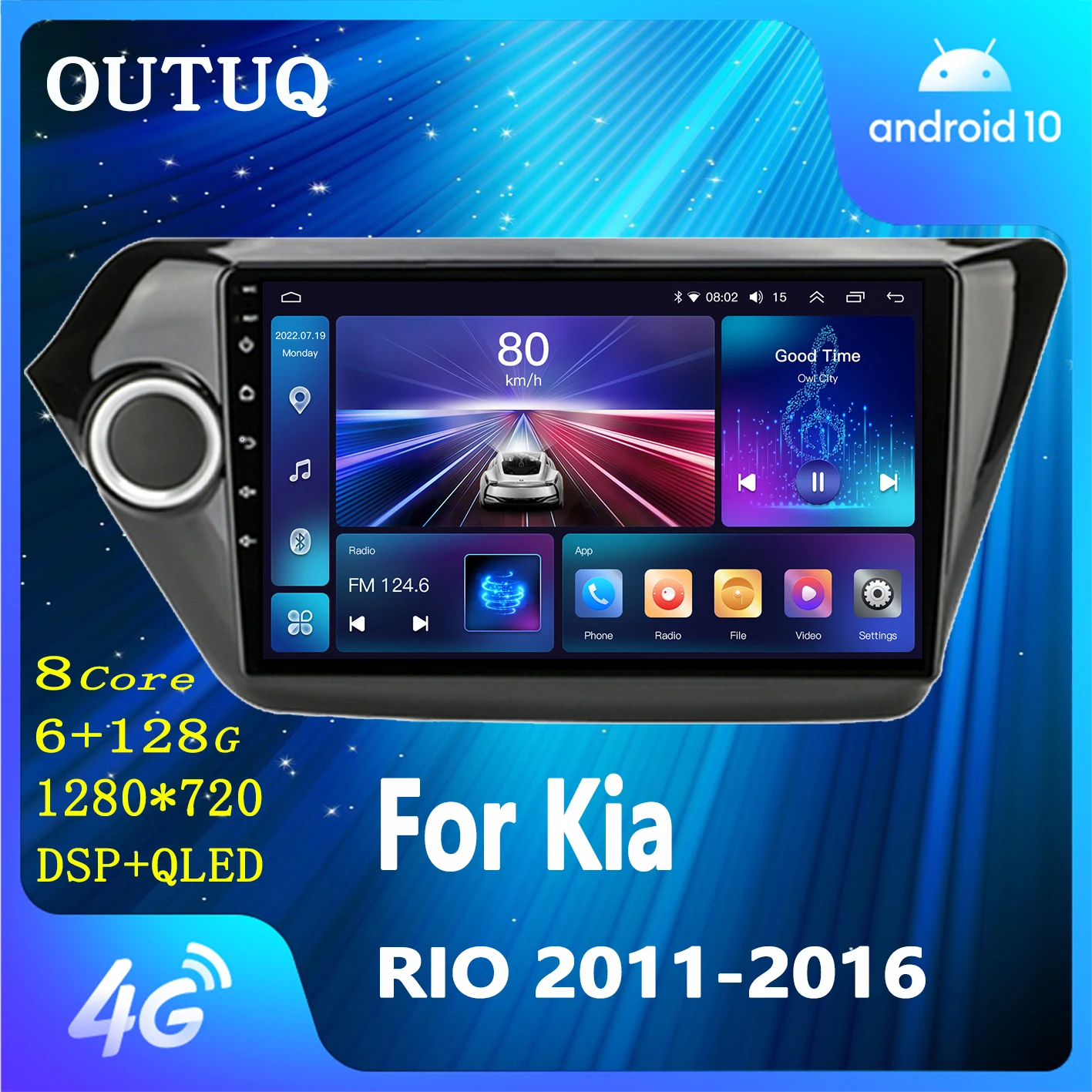 

2Din Android 10 4G+WiFi Car Radio Multimedia DVD Player GPS Navigation for Kia RIO 3 2011-2016 Stereo Head Unit Carplay