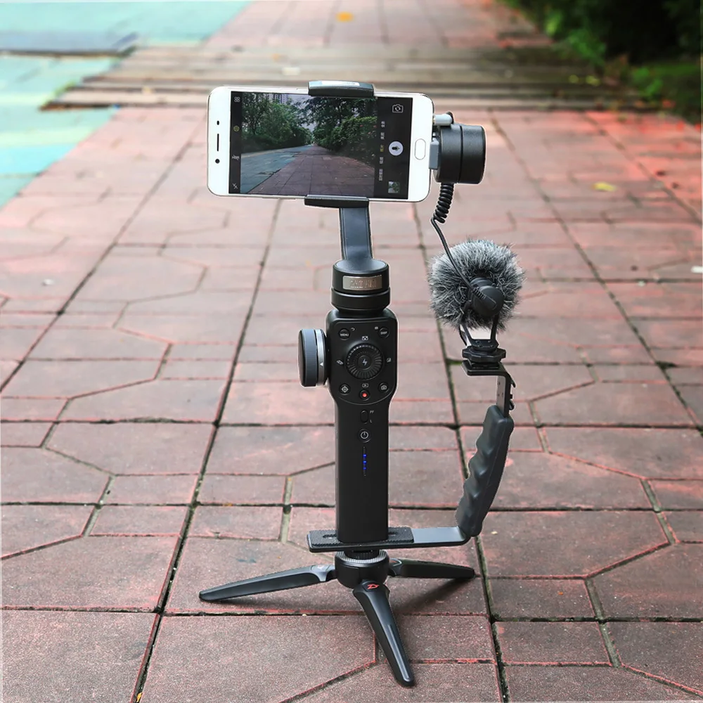 L-shaped Bracket Handle Grip Mount 1/4 Adapter Mic Stand for Zhiyun Smooth Q2 4 for DJI OSMO Mobile 3 Gimbal Stabilizer