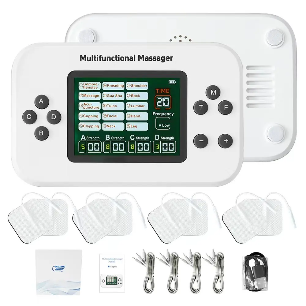 

Electric Muscle Stimulator EMS & TENS Unit Pulse Massager for Back Neck Shoulder Knee Joints Full Body Relax 15 Modes 4 Output