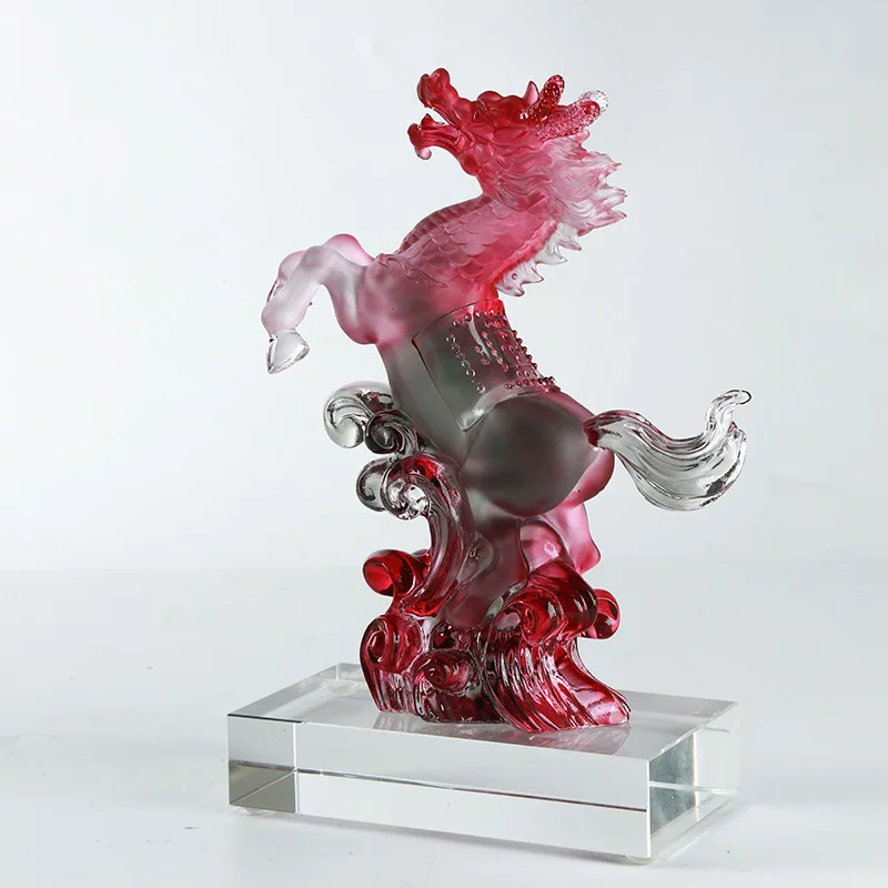 Glazed handicrafts, zodiac horse  , lucky business housewarming success, dragon horse negative picture year office decoration