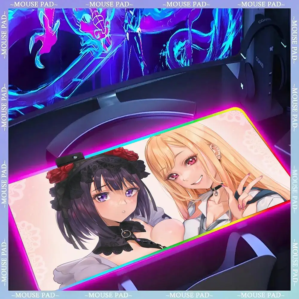

Kitagawa Marin Mouse Pad Gamer Luminescence Led Mouse Pad Gaming Table Rgb Deskmat Keyboard Pc Mousepad
