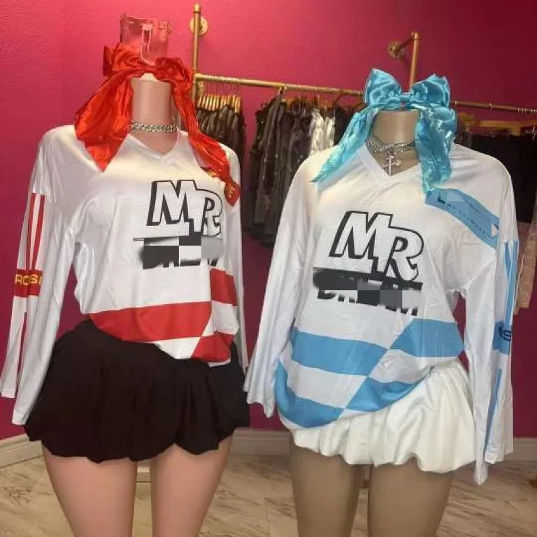 Y2k roupas femininas malha manga longa camiseta jersey e bolha mini saia peça conjunto roupa casual streetwear