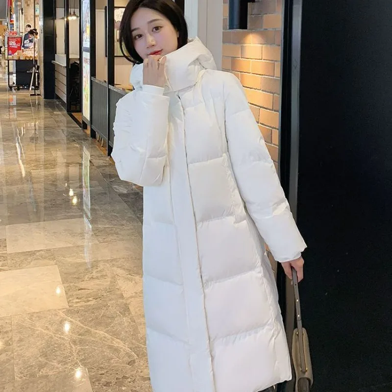 

2023 New Women Down Jacket Winter Coat Female Mid Length Version Parkas Loose Thick Warm Outwear Hooded Leisure Time Overcoat